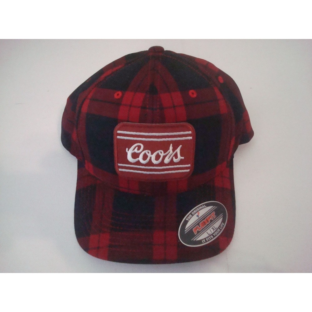 COORS BEER PLAID Y2K 00s HAT CAP VINTAGE DEADSTOCK S3